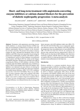 Short‑ and Long‑Term Treatment with Angiotensin‑Converting Enzyme