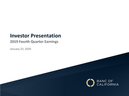 Q4 2019 Investor Presentation