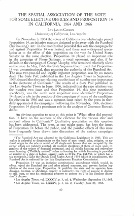 FOR SOME ELECTIVE OFFICES and PROPOSITION 14 in CALIFORNIA, 1964 and 1966 LAY JAMES Creson University of California, Los Angeles