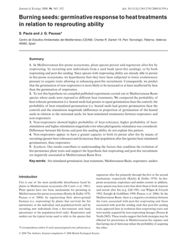 Germinative Response to Heat Treatments in Relation to Resprouting Ability