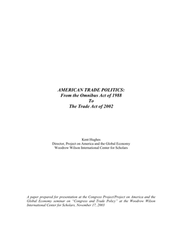 From the Omnibus Act of 1988 to the Trade Act of 2002