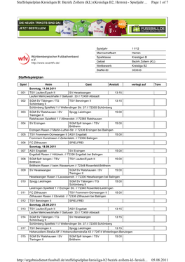 Page 1 of 7 Staffelspielplan Kreisligen B: Bezirk Zollern (KL