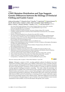 CDH1 Mutation Distribution and Type Suggests Genetic Differences Between the Etiology of Orofacial Clefting and Gastric Cancer