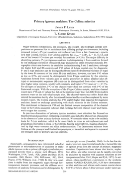 Primary Igneous Analcime: the Colima Minettes