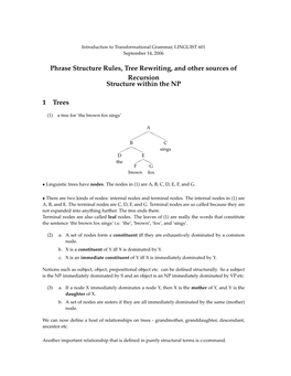 Phrase Structure Rules, Tree Rewriting, and Other Sources of Recursion Structure Within the NP