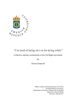 Jessica Garpvall, Master's Thesis