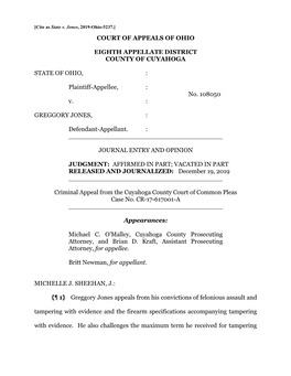 State V. Jones, 2019-Ohio-5237.] COURT of APPEALS of OHIO