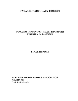 Taoa/Best Advocacy Project Final Report