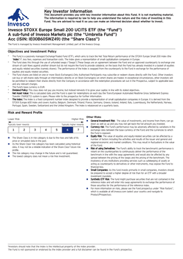 Key Investor Information Invesco STOXX Europe Small 200 UCITS