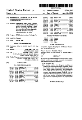 United States Patent (19) 11 Patent Number: 5,744,542 Martz Et Al