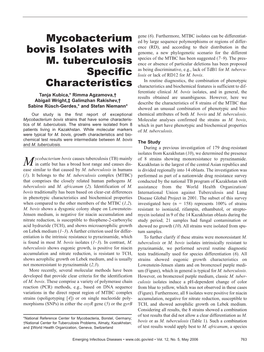 Mycobacterium Bovis Isolates with M. Tuberculosis Specific Characteristics