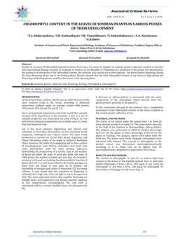 Chlorophyll Content in the Leaves of Soybean Plants in Various Phases of Their Development