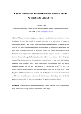 A Set of Formulae on Fractal Dimension Relations and Its Application to Urban Form