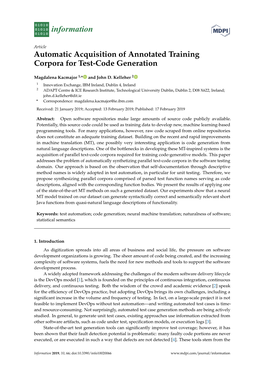 Automatic Acquisition of Annotated Training Corpora for Test-Code Generation