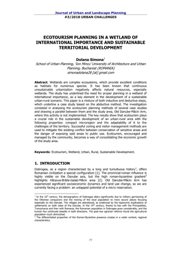 Ecotourism Planning in a Wetland of International Importance and Sustainable Territorial Development