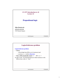 Propositional Logic. Inferences