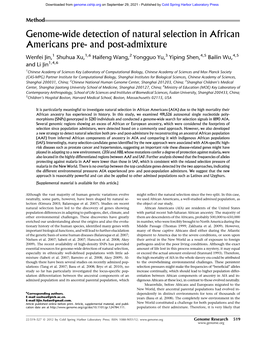 Genome-Wide Detection of Natural Selection in African Americans Pre- and Post-Admixture