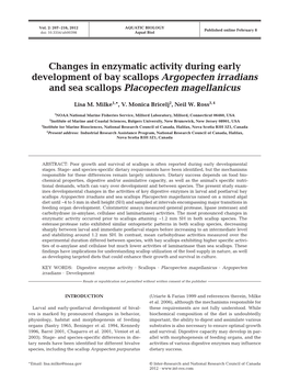 Changes in Enzymatic Activity During Early Development of Bay Scallops Argopecten Irradians and Sea Scallops Placopecten Magellanicus