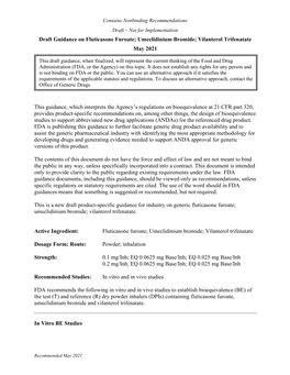 Fluticasone Furoate; Umeclidinium Bromide; Vilanterol Trifenatate May 2021