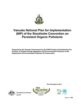 Vanuatu National Plan for Implementation (NIP) of the Stockholm Convention on Persistent Organic Pollutants