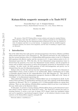 Kaluza-Klein Magnetic Monopole a La Taub-NUT