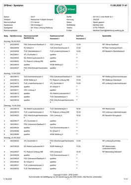 Dfbnet - Spielplan 11.08.2020 11:41