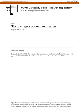 The Five Ages of Communication Logan, Robert K