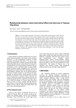 Relationship Between Urban Heat Island Effect and Land Use in Taiyuan City,China