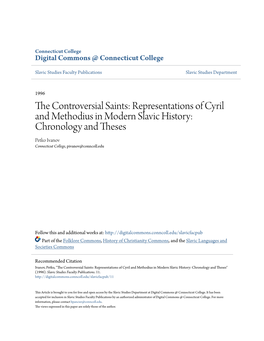 Representations of Cyril and Methodius in Modern Slavic History: Chronology and Theses Petko Ivanov Connecticut College, Pivanov@Conncoll.Edu