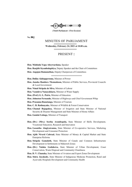 Minutes of Parliament Present