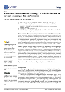 Toward the Enhancement of Microalgal Metabolite Production Through Microalgae–Bacteria Consortia †