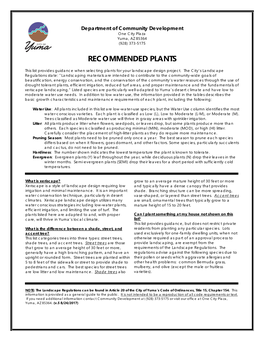 Recommended Plants