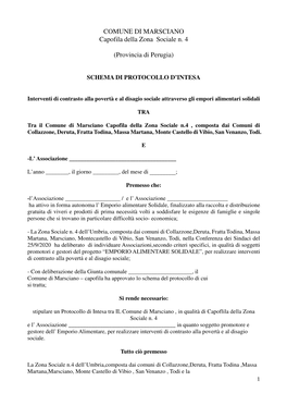 COMUNE DI MARSCIANO Capofila Della Zona Sociale N. 4 (Provincia