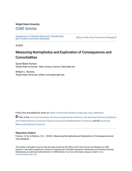 Measuring Nomophobia and Exploration of Consequences and Comorbidities