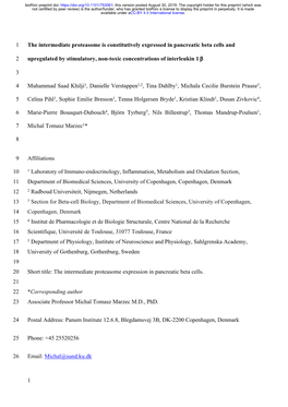 The Intermediate Proteasome Is Constitutively Expressed in Pancreatic Beta Cells And