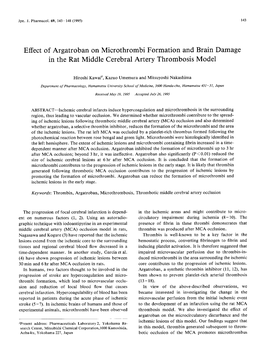 Effect of Argatroban on Microthrombi Formation and Brain Damage in the Rat Middle Cerebral Artery Thrombosis Model