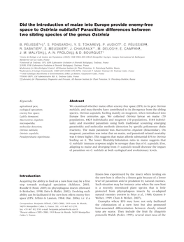 Did the Introduction of Maize Into Europe Provide Enemy-Free Space to Ostrinia Nubilalis? Parasitism Differences Between Two Sibling Species of the Genus Ostrinia