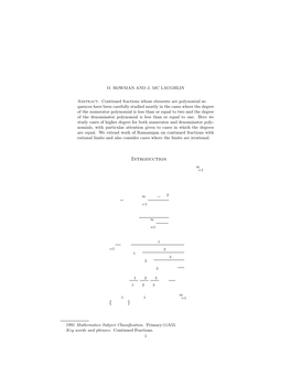 POLYNOMIAL CONTINUED FRACTIONS 1. Introduction A