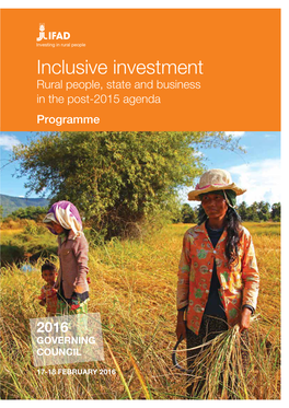 Inclusive Investment Rural People, State and Business in the Post-2015 Agenda Programme