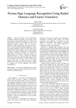 Persian Sign Language Recognition Using Radial Distance and Fourier Transform