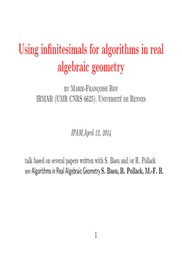 Using Infinitesimals for Algorithms in Real Algebraic Geometry