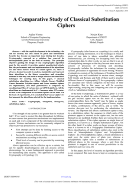 A Comparative Study of Classical Substitution Ciphers