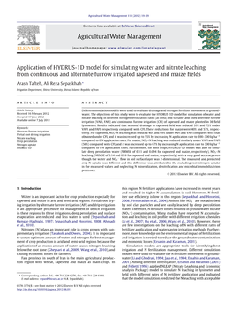 Application of HYDRUS-1D Model for Simulating Water and Nitrate Leaching