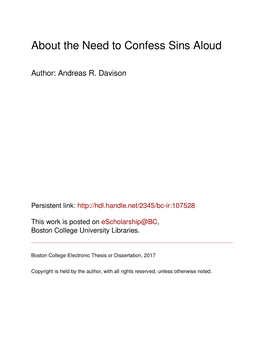 About the Need to Confess Sins Aloud