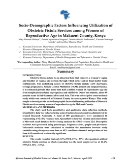 Socio-Demographic Factors Influencing Utilization of Obstetric