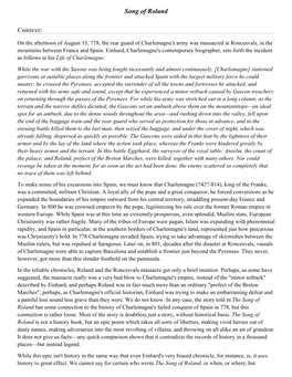 The Song of Roland Has Some Connection to the History of Charlemagne's Failed Conquest of Spain in 778, but This Connection Is Rather Loose