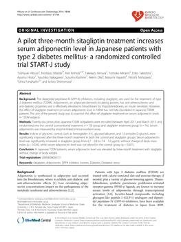 A Pilot Three-Month Sitagliptin Treatment Increases