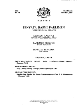 Peny Ata Rasmi Parlimen Parliamentary Debates