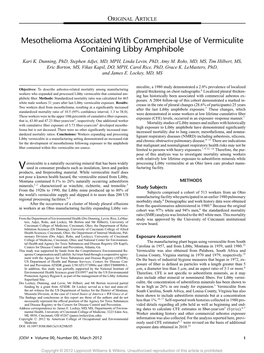 Mesothelioma Associated with Commercial Use of Vermiculite Containing Libby Amphibole