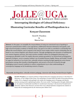 Interrupting Ideologies of Cultural Deficiency: Illustrating Curricular Benefits of Plurilingualism in a Kenyan Classroom